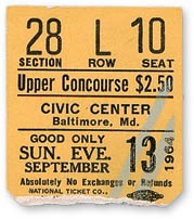 Beatles Tickets - September 13, 1964 Ticket