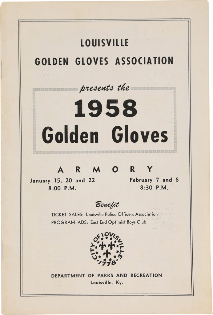 1958 Louisville Golden Gloves Program featuring Cassius Clay