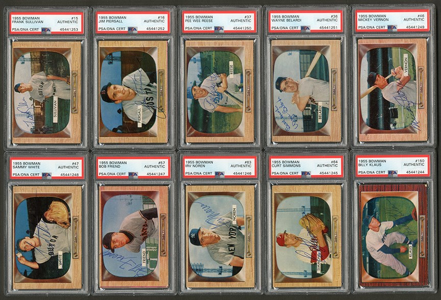 Baseball and Trading Cards - 1955 Bowman Baseball PSA Authenticated Vintage Signed Collection (10)