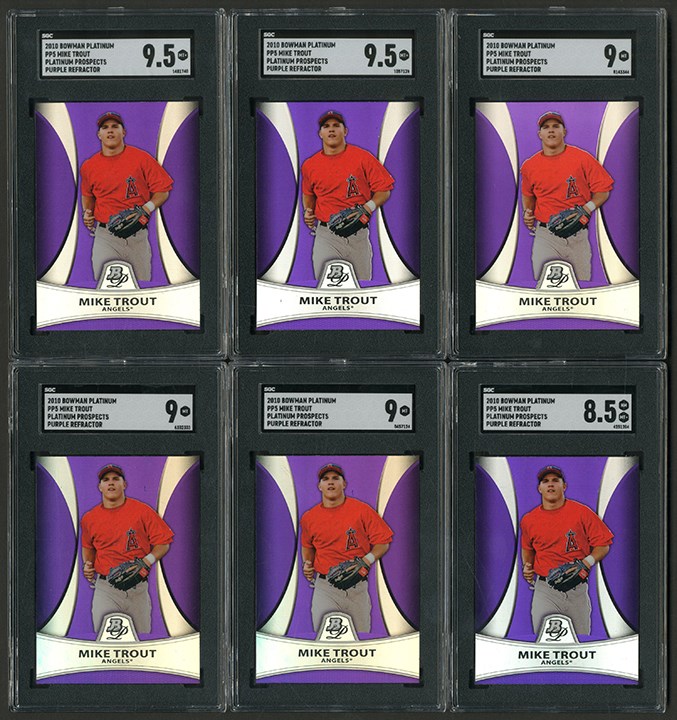 Baseball and Trading Cards - High Grade 2010 Bowman Platinum #PP5 Mike Trout SGC Graded Purple Refractors (6)