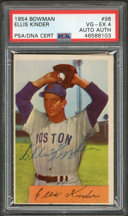 Baseball and Trading Cards - 1954 Bowman Ellis Kinder Signed Card (PSA 1 of 6)