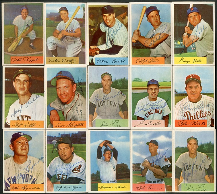 Baseball and Trading Cards - 1954 Bowman Baseball Near-Set (210/224) w/136 Signed