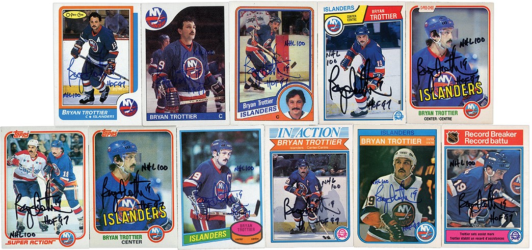 Hockey Cards - Large Collection of Bryan Trottier Signed Hockey Cards w/Rookies (240+)