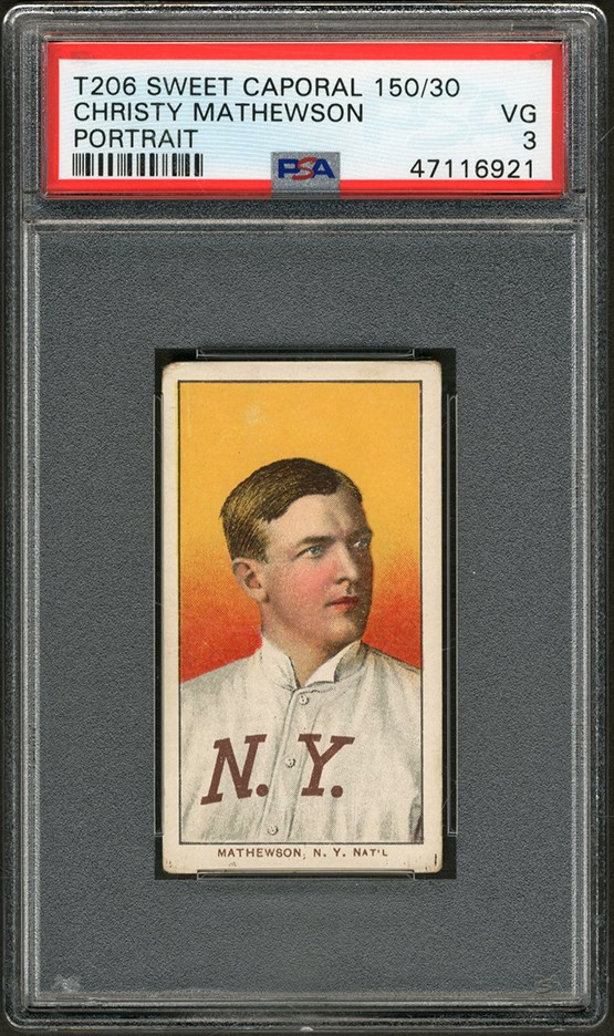 Baseball and Trading Cards - T206 Sweet Caporal 150/30 Christy Mathewson Portrait PSA VG 3