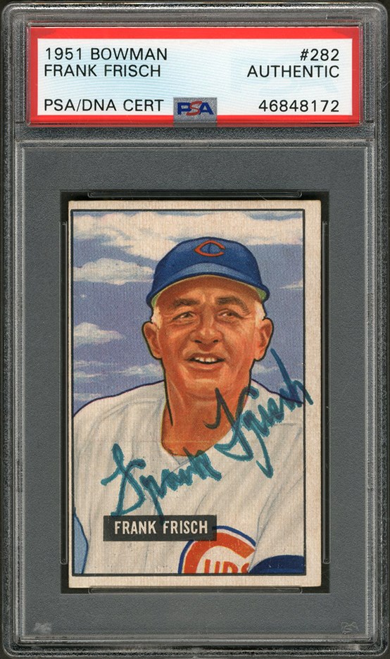 Baseball and Trading Cards - 1951 Bowman Frank Frisch Signed Card (PSA)