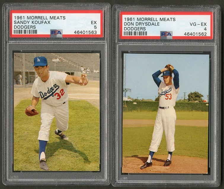 Baseball and Trading Cards - 1961 Morrell Meats Los Angeles Dodgers Complete Set (6) w/PSA Graded