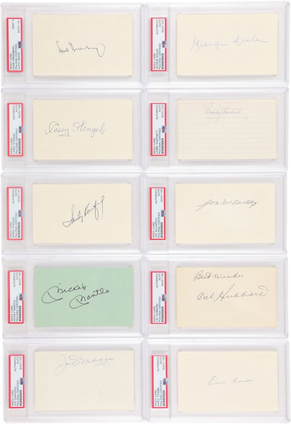 Baseball Autographs - Baseball Hall of Famers PSA Authenticated Signed Index Card Archive (77)
