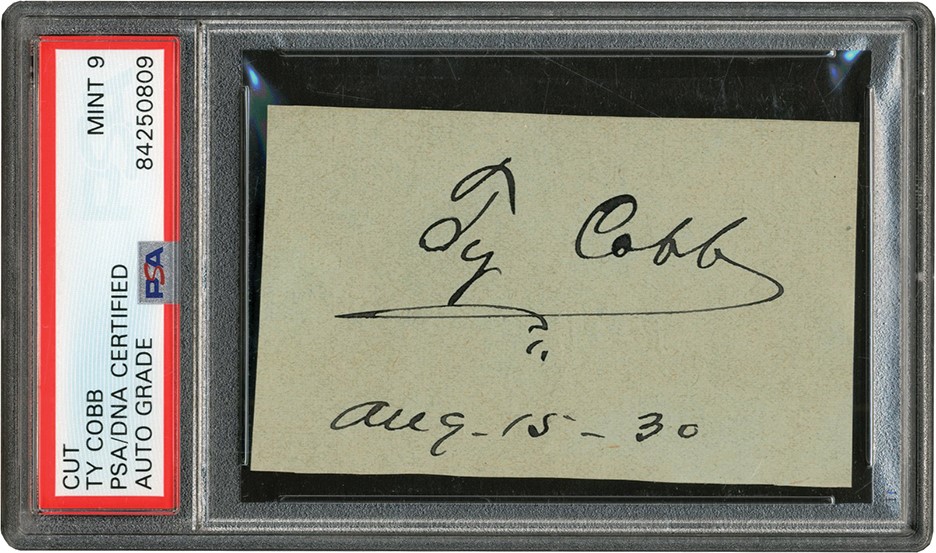 Ty Cobb and Detroit Tigers - 1930 Ty Cobb Signature (PSA MINT 9)