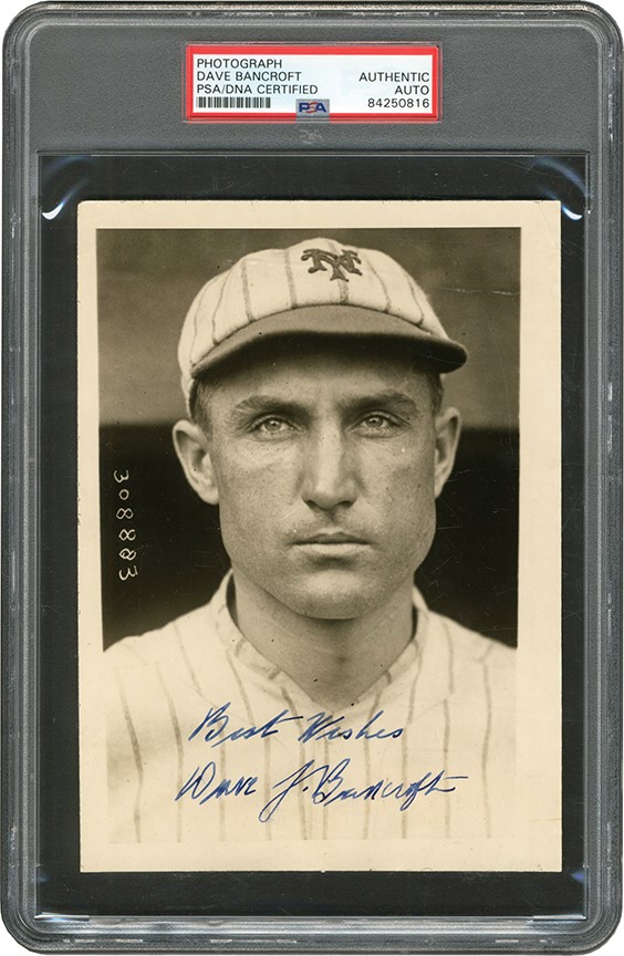 - Circa 1921 Dave Bancroft New York Giants Signed Type I Photograph (PSA)
