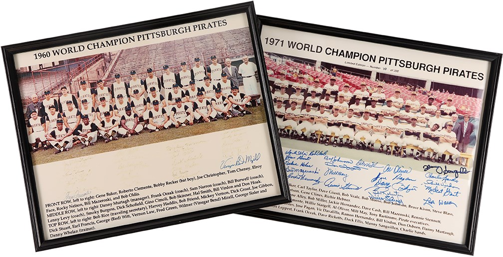- 1960 & 1971 World Champion Pittsburgh Pirates Team-Signed Oversized Photographs
