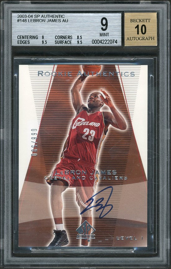 Basketball Cards - 2003-04 SP Authentic #148 LeBron James Rookie Authentics Autograph 68/500 BGS MINT 9 - Auto 10