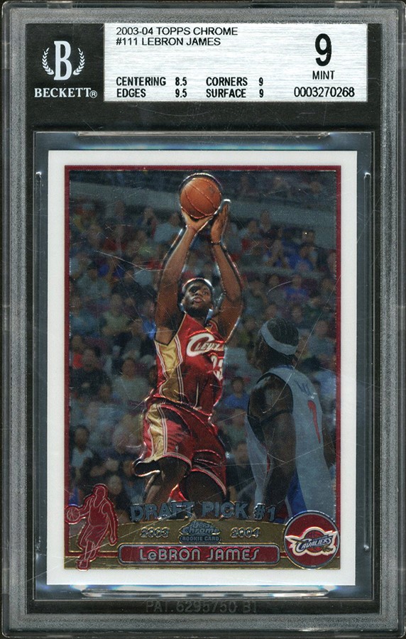 - 2003-04 Topps Chrome #111 LeBron James Rookie Card - Undergraded Centering BGS MINT 9