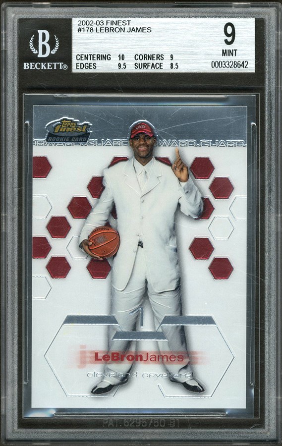 - 2002-03 Topps Finest #178 LeBron James Rookie Card BGS MINT 9