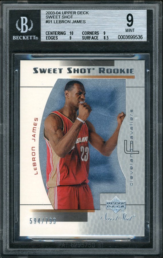 - 2003-04 Upper Deck Sweet Shot #91 LeBron James Rookie 594/799 BGS MINT 9