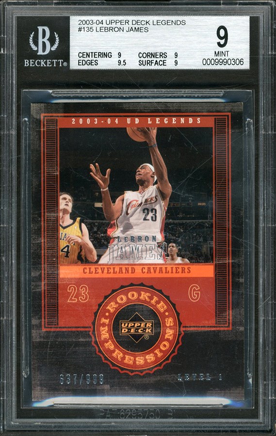 - 2003-04 Upper Deck Legends #135 LeBron James Rookie Impressions 637/999 BGS MINT 9
