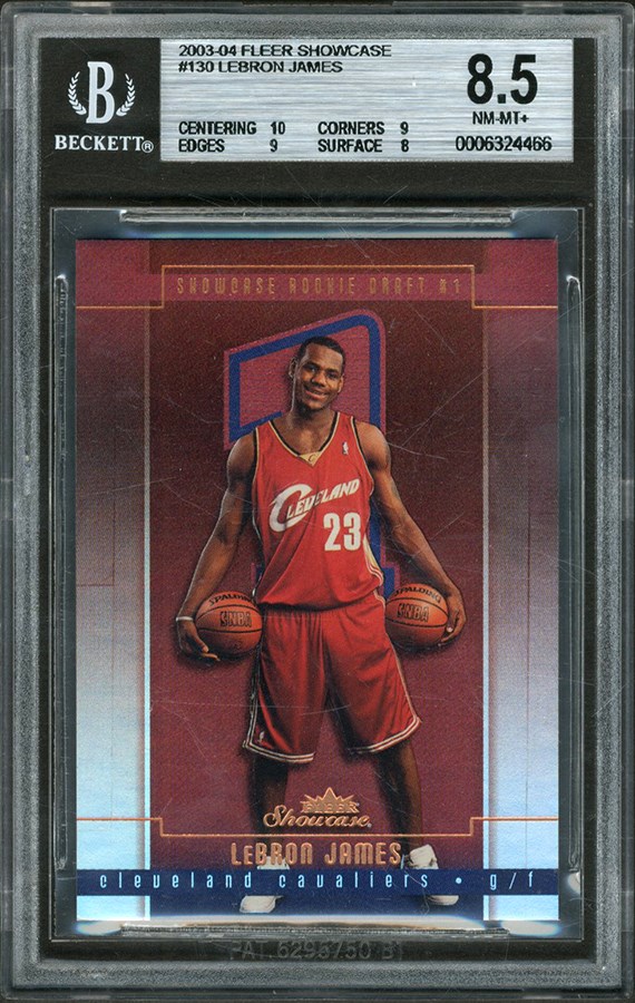 Basketball Cards - 2003-04 Fleer Showcase #130 LeBron James Rookie 13/1000 BGS NM-MT+ 8.5
