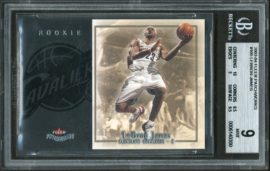 Basketball Cards - 2003-04 Fleer Patchworks #105 LeBron James Rookie - Possible Error Hand Numbered 003/799 BGS MINT 9