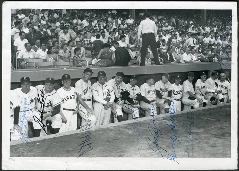 - 1950s Old Timers Game Signed Photo w/Foxx, DiMaggio, and More (PSA)