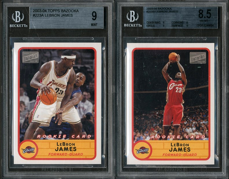 Basketball Cards - Pair of 2003-04 Bazooka LeBron James BGS Graded Rookie Cards