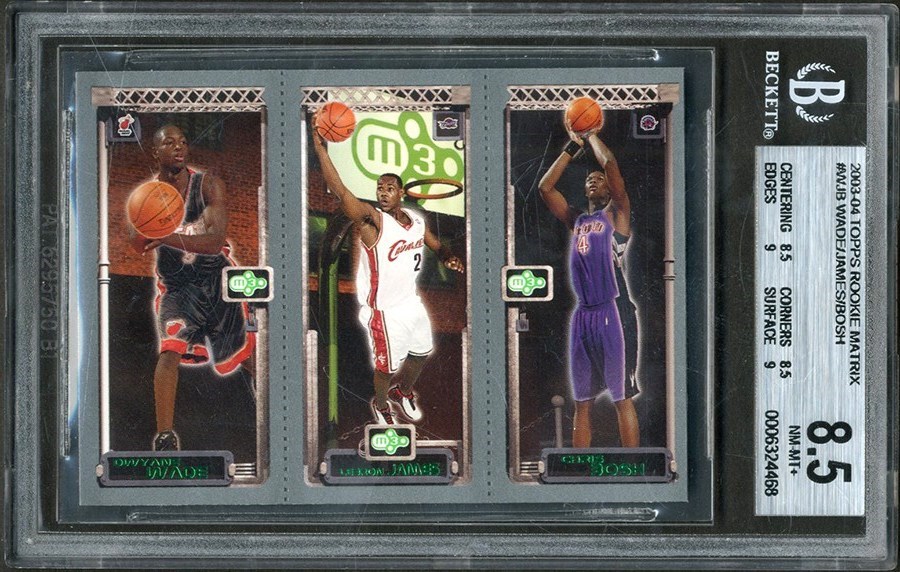 Basketball Cards - 2003-04 Topps Rookie Matrix #WJB LeBron James, Dwayne Wade, & Chris Bosh Rookie Card BGS NM-MT+ 8.5