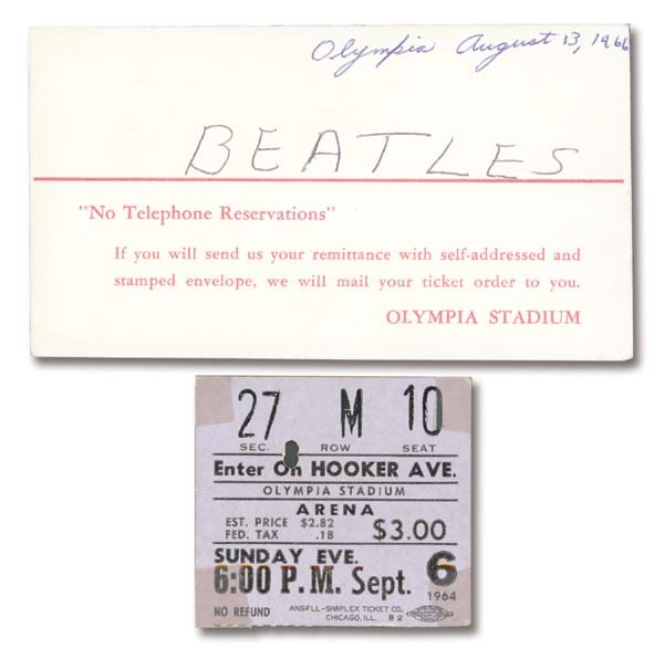 Beatles Tickets - September 6, 1964 Ticket/Envelope