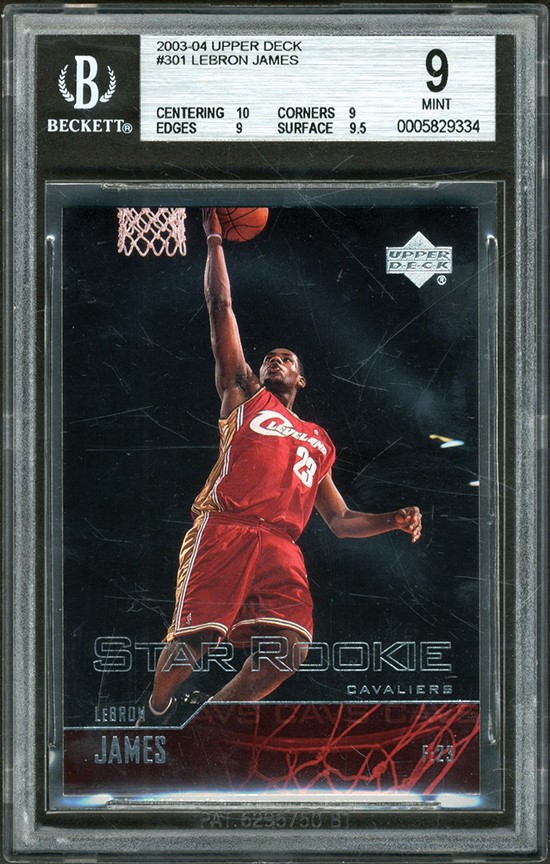 Basketball Cards - 2003-04 Upper Deck #301 LeBron James Star Rookie Card BGS MINT 9