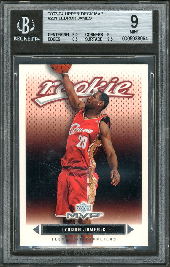 Basketball Cards - 2003-04 Upper Deck MVP #201 LeBron James Rookie Card BGS MINT 9