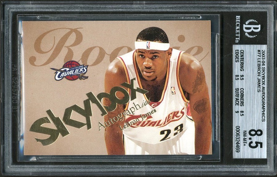 Basketball Cards - 2003-04 Skybox Autographics #77 LeBron James Rookie 1300/1500 BGS NM-MT+ 8.5