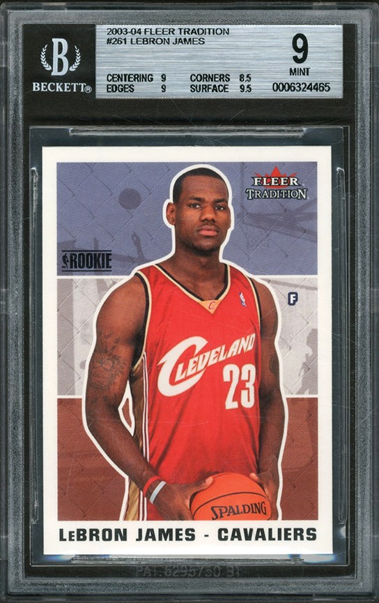 Basketball Cards - 2003-04 Fleer Tradition #261 LeBron James Rookie Card BGS MINT 9
