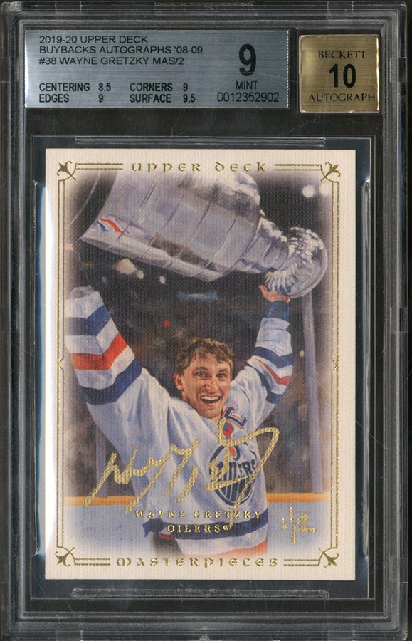 Hockey Cards - 2019-20 Upper Deck Masterpieces #38 Wayne Gretzky Buyback "1 of 2" Autograph BGS MINT 9 - Auto 10