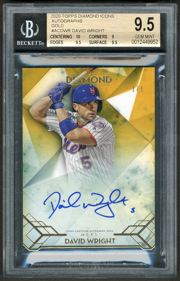 Baseball and Trading Cards - 2020 Topps Diamond Icons David Wright "1 of 1" Autograph BGS GEM MINT 9.5 - Auto 10