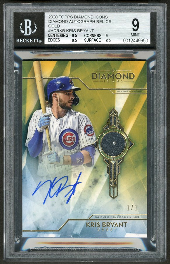 Baseball and Trading Cards - 2020 Topps Diamond Icons Kris Bryant "1 of 1" Genuine Diamond Autograph BGS MINT 9 - Auto 10
