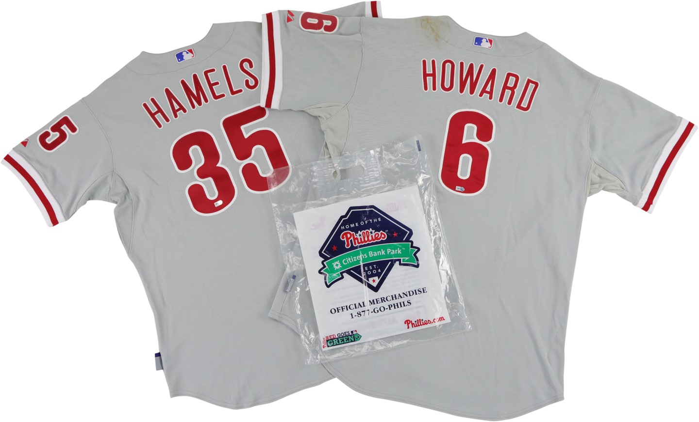 - 8/1/10 Ryan Howard and Cole Hamels Philadelphia Phillies Game Worn Jerseys (MLB Auth)