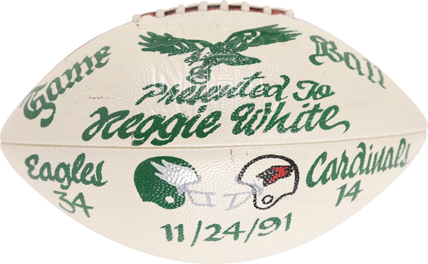 - Reggie White November 24, 1991, Philadelphia Eagles Presentational Game Ball from the Reggie White Collection (Family LOA)
