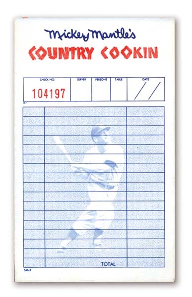 Mantle and Maris - Mickey Mantle Country Cookin’ Order Sheet