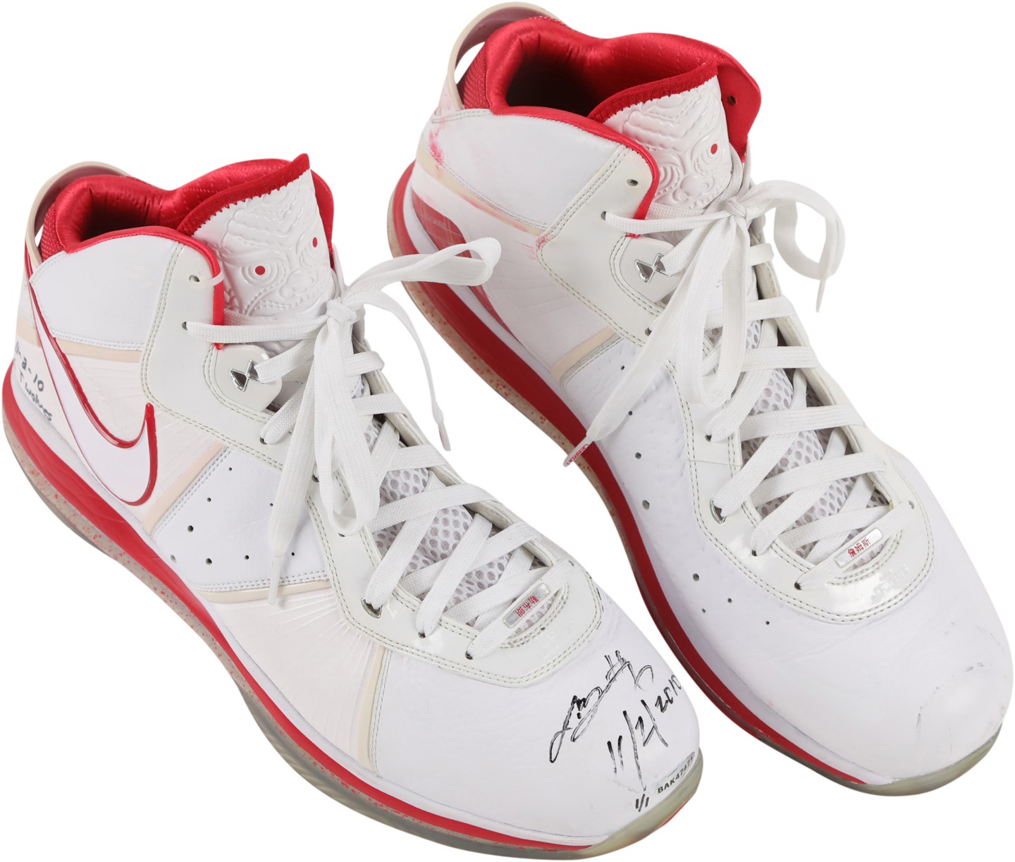 - November 2, 2010 LeBron James Photo-Matched Signed Game Worn Sneakers from 1st Miami Heat Double-Double (UDA 1/1 & Resolution Photomatching LOA)