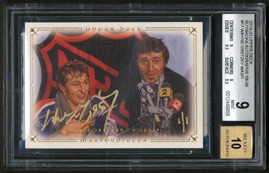 Hockey Cards - 2008 Upper Deck Masterpieces #17 Wayne Gretzky "1 of 1" Autograph BGS MINT 9 - Auto 10
