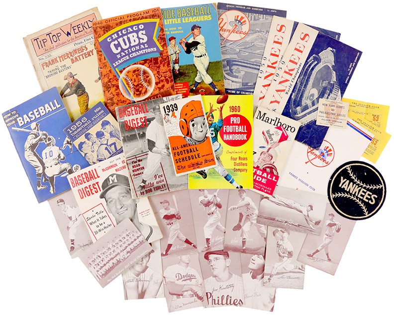 - Vintage Baseball and Football Ephemera, Memorabilia, and Card Collection
