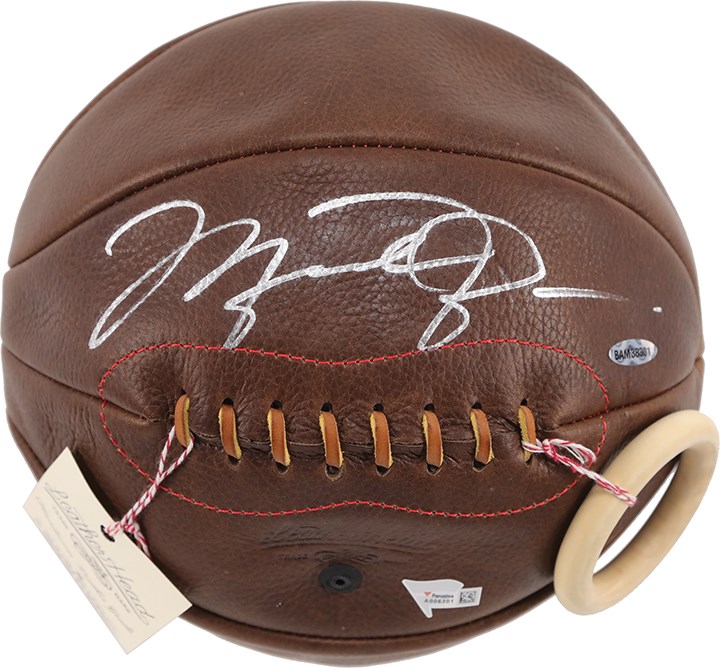 - Michael Jordan Signed Naismith Leather Head Basketball (UDA)