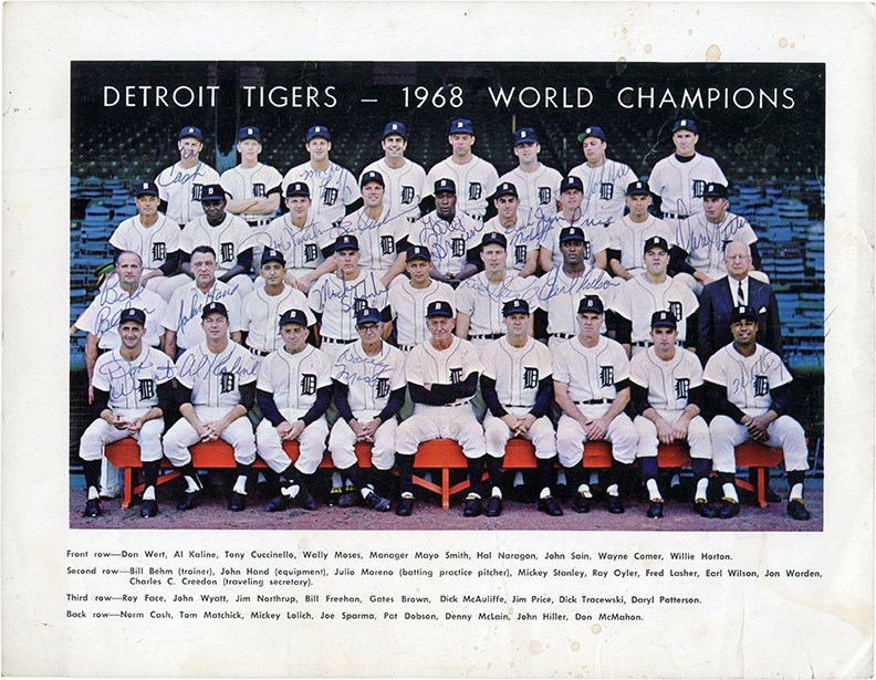 - 1968 Detroit Tigers World Champions Vintage Signed Photo