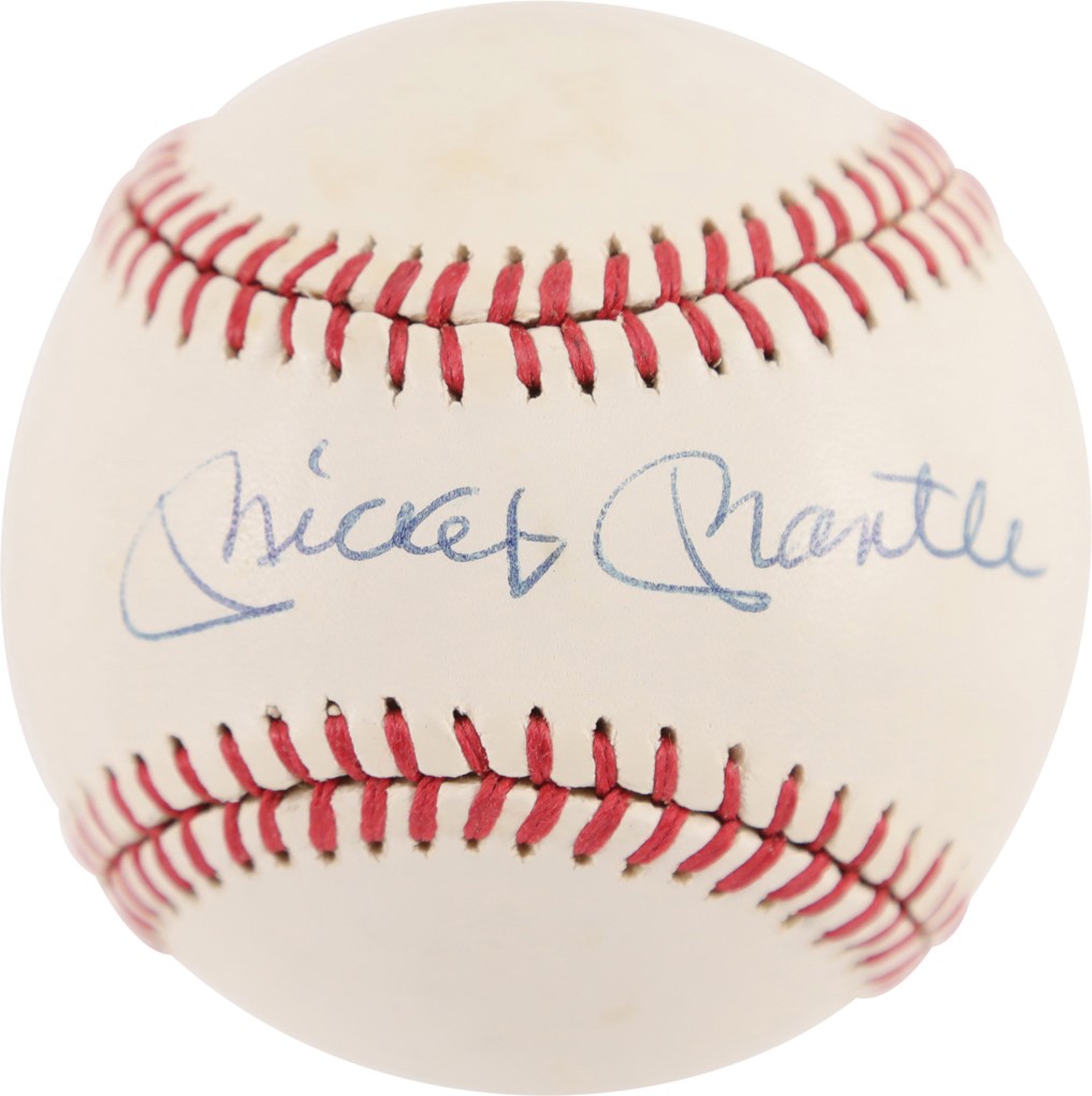 One of the Finest Known Mickey Mantle & Roger Maris Dual Signed Baseballs (PSA NM-MT 8)