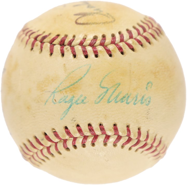 Mantle and Maris - Roger Maris Signed Baseball with Beautiful Display Quality (PSA)