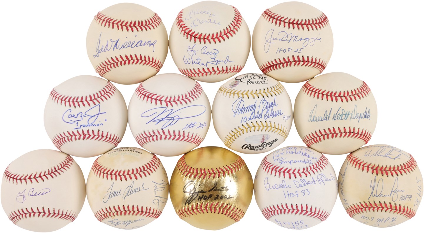 Baseball Autographs - Choice Hall of Famers Signed Baseball Collection with Stat Balls and Full Names (31)