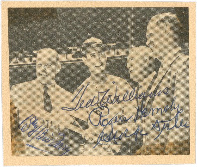 Baseball Autographs - Rogers Hornsby, George Sisler, and Bill Terry Signed Photo (PSA)
