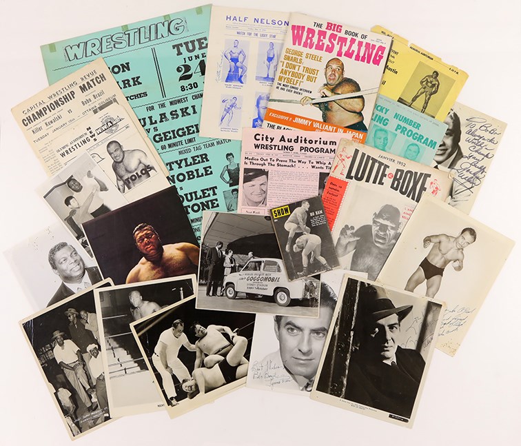 Olympics and All Sports - Nice Professional Wrestling Ephemera Including Some Items from the BoBo Brazil Estate (90+)