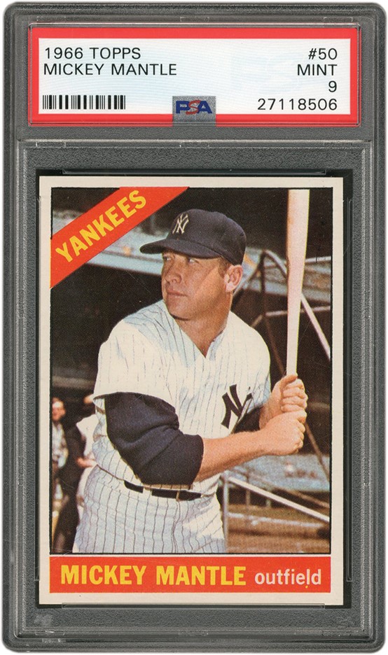 Baseball and Trading Cards - 1966 Topps #50 Mickey Mantle PSA MINT 9