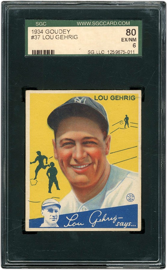 - 1934 Goudey #37 Lou Gehrig SGC EX-MT 6