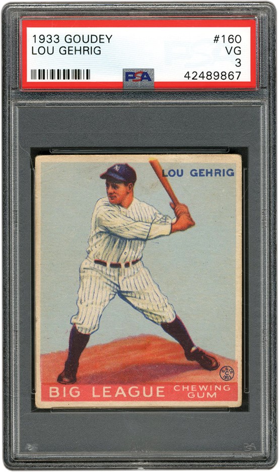 - 1933 Goudey #160 Lou Gehrig PSA VG 3