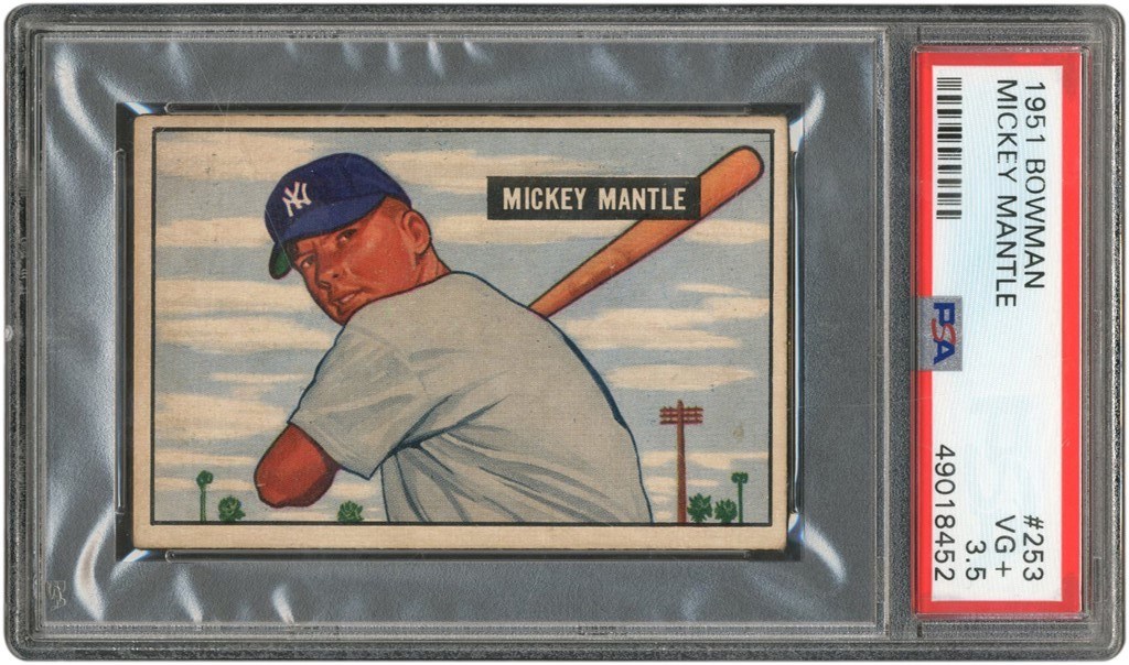Baseball and Trading Cards - 1951 Bowman #253 Mickey Mantle Rookie PSA VG+ 3.5