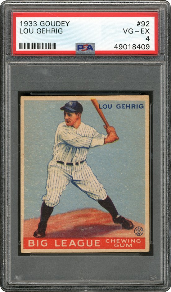 Baseball and Trading Cards - 1933 Goudey #92 Lou Gehrig PSA VG-EX 4